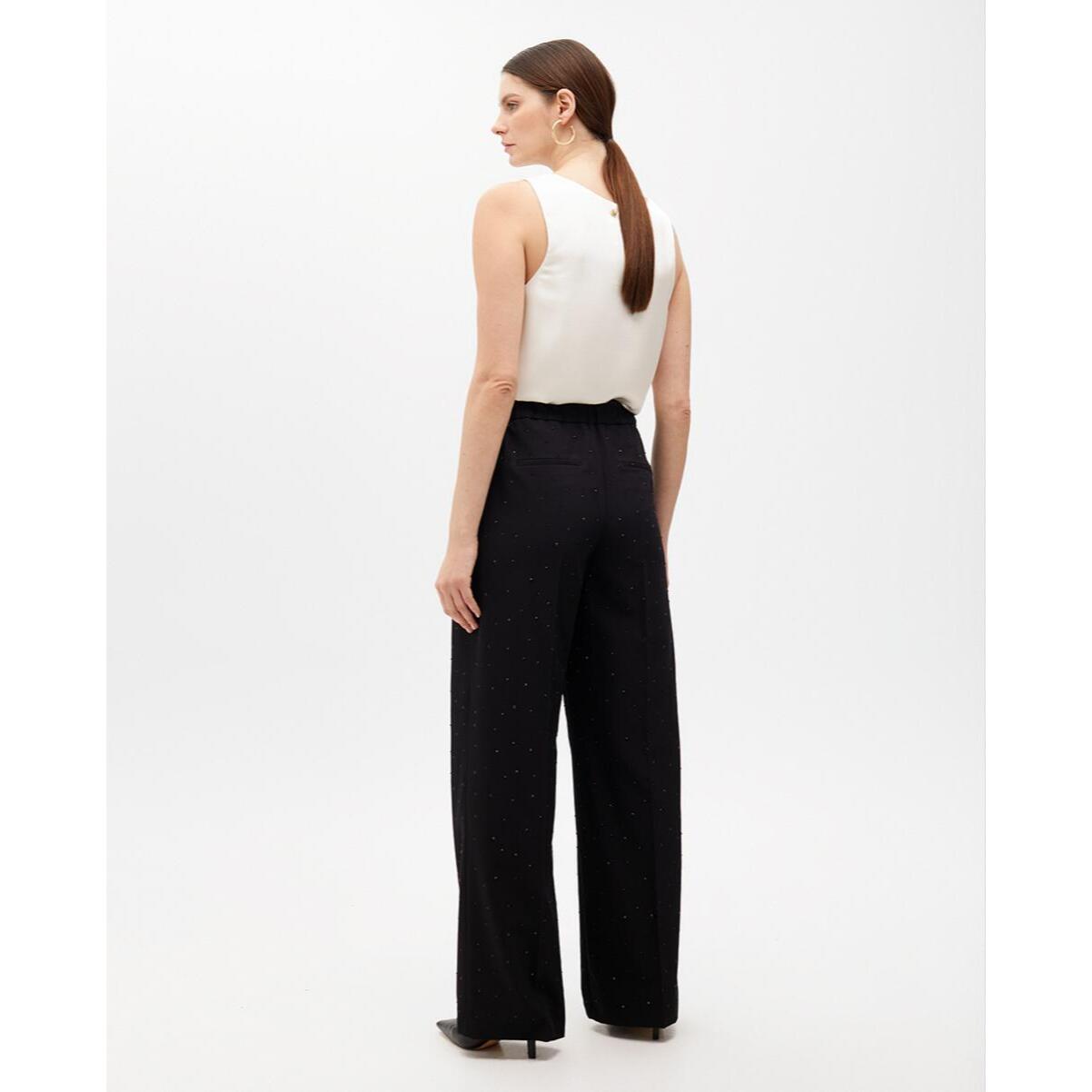 Pantaloni dritti con strass