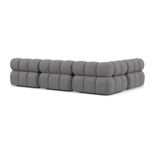 Ruby - canapé modulable d'angle gauche 5 places en velours texturé - Gris