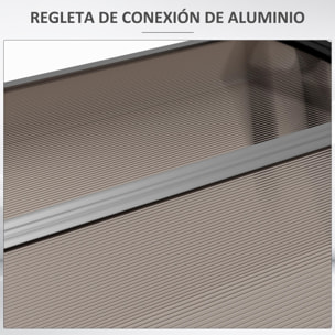 Tejadillo de Protección 103x96,5x27 cm Marquesina Exterior para Puertas y Ventanas contra Sol y Lluvia con Soporte Aleación de Aluminio Policarbonato Marrón Translúcido