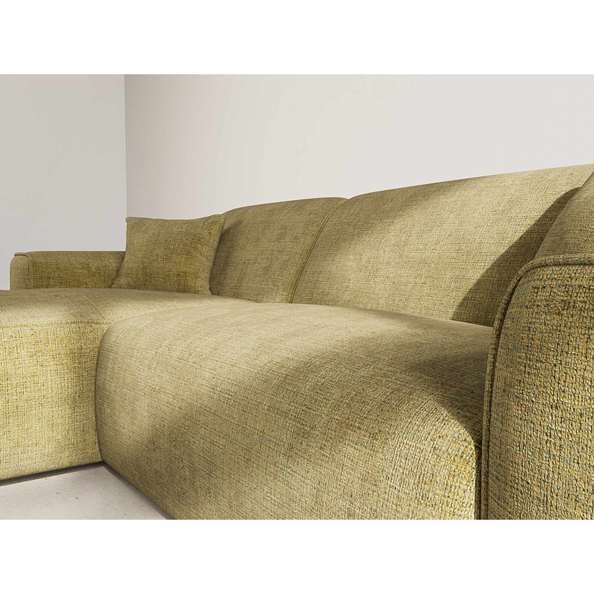 Lison - Canapé d'angle gauche 4 places en velours texturé - Vert Kaki