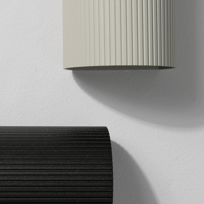 SOLE Lampada da parete rotondo grigio scanalata