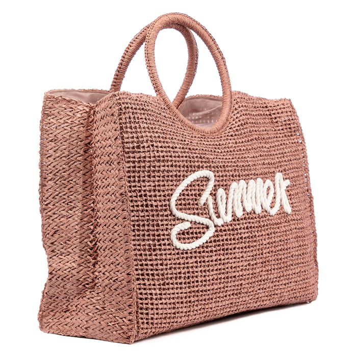Bérgamo Bolso de mano Mujer. Fabricado en paja trenzada diseño "Summer".