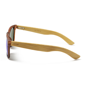 Gafas de sol OCEAN BEACH WOOD - Patilla de bambú con montura care / Revo azul