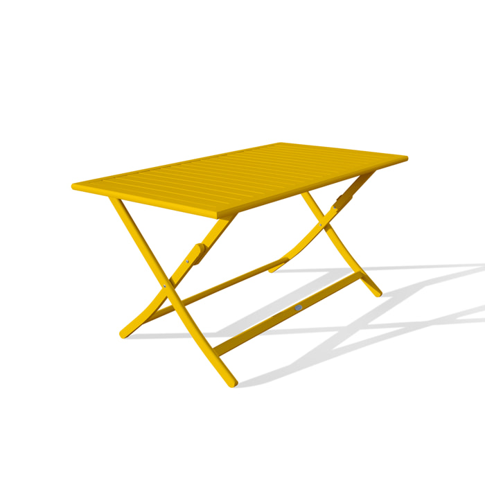 MARIUS - Table de jardin pliante en aluminium moutarde
