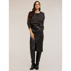 Motivi - Falda tubo en tejido revestido - Negro