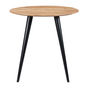 Table ronde 2 personnes en acacia et pieds en métal  D80 cm - Modasa