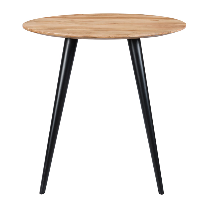 Table ronde 2 personnes en acacia et pieds en métal  D80 cm - Modasa