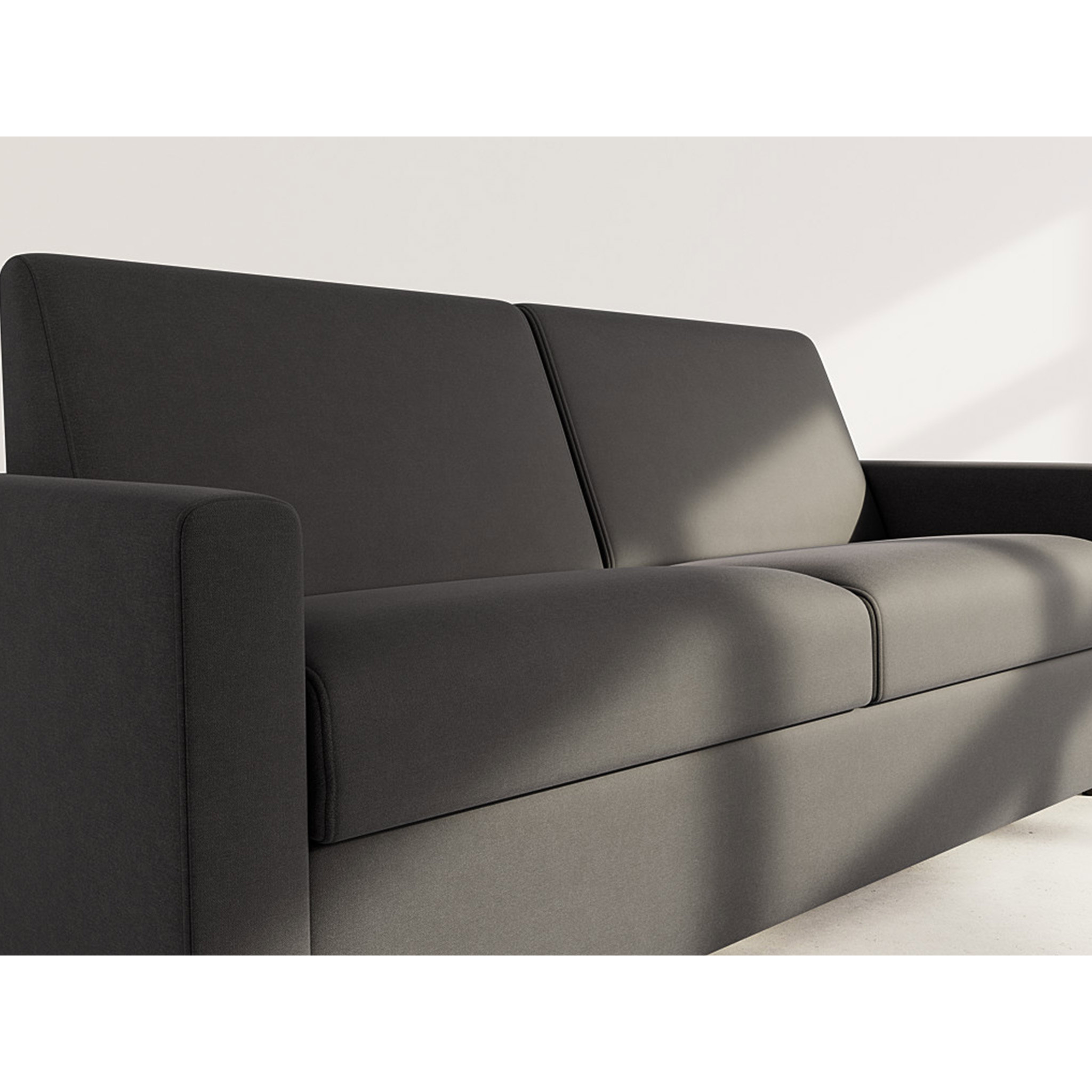 Julia - canapé lit 3 places convertible express couchage quotidien 140 cm matelas 18 cm en tissu - Noir