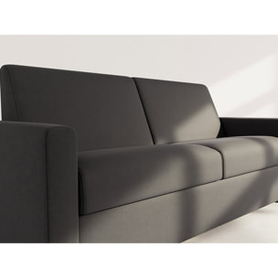 Julia - canapé lit 3 places convertible express couchage quotidien 140 cm matelas 18 cm en tissu - Noir