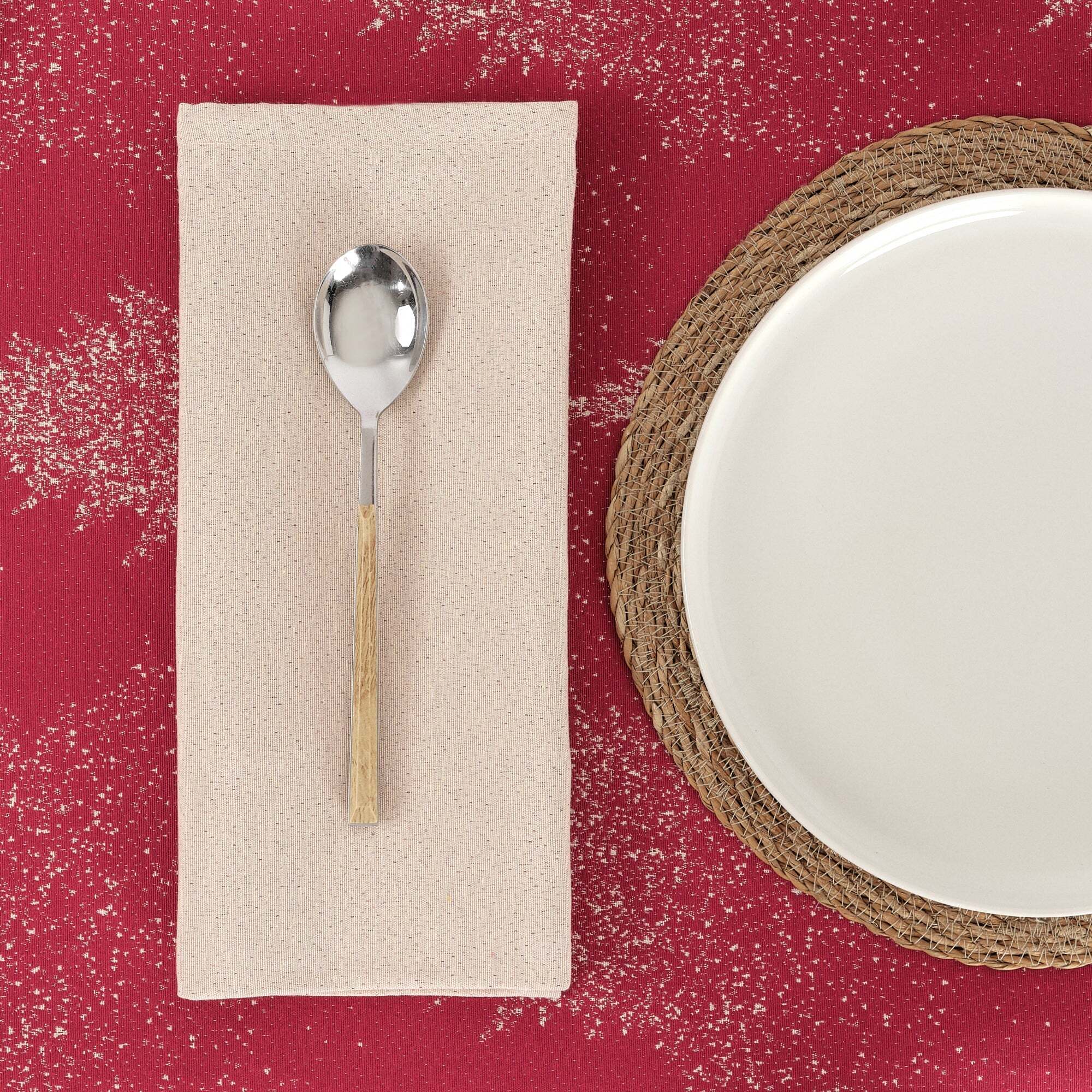 Lot de 2 Serviettes jacquard rÃ©versible ROUGE UNI 45x45 cm