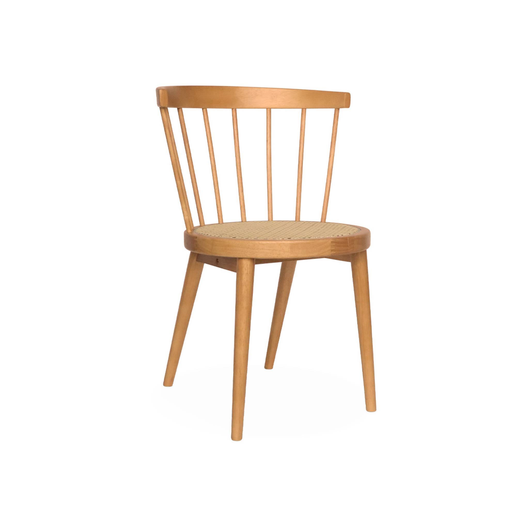 Lot de 4 chaises naturelles en bois et cannage. Nora. L 53 x P 53.5 x H 76cm