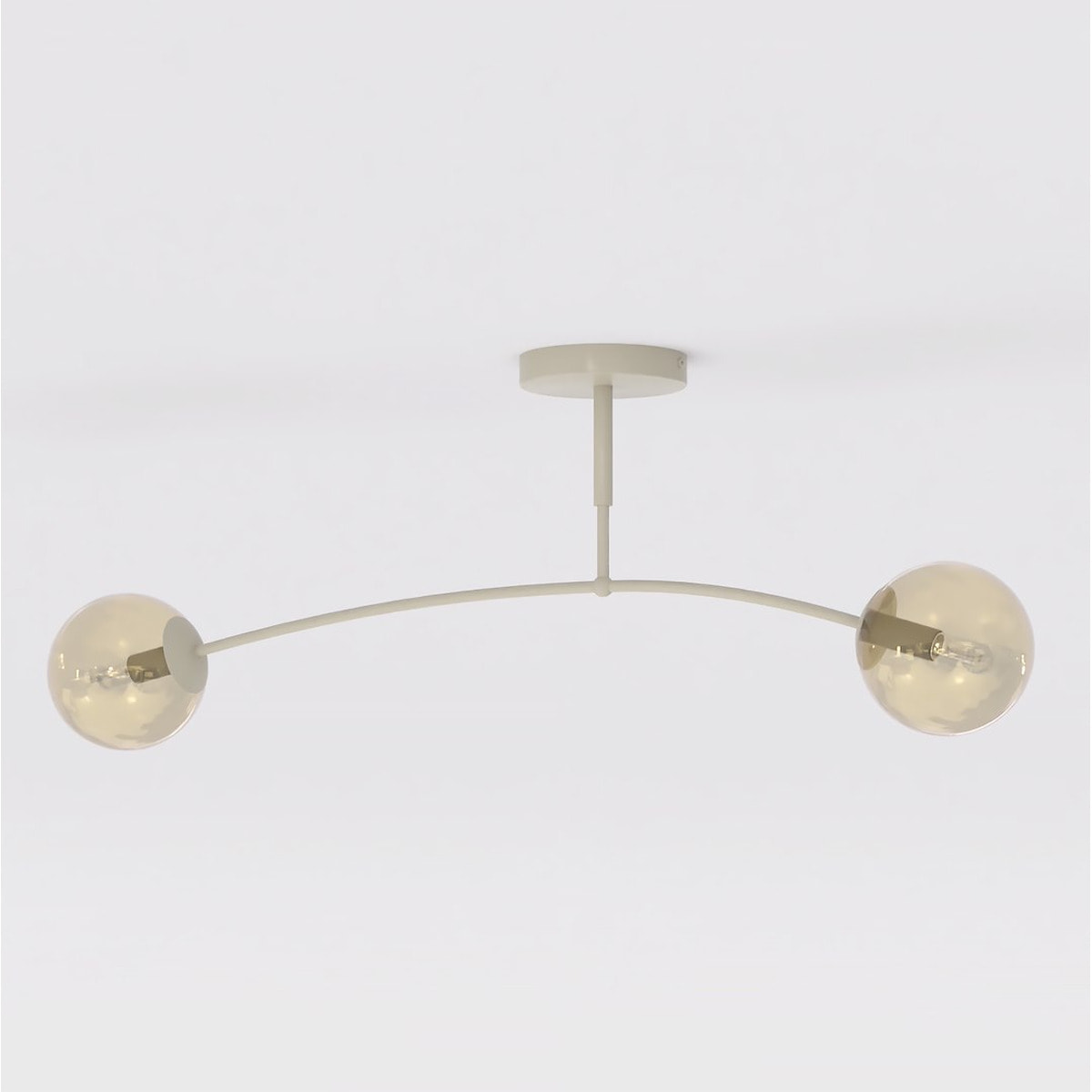 Lampada a sospensione PREGOS in acciaio beige e vetro ambra