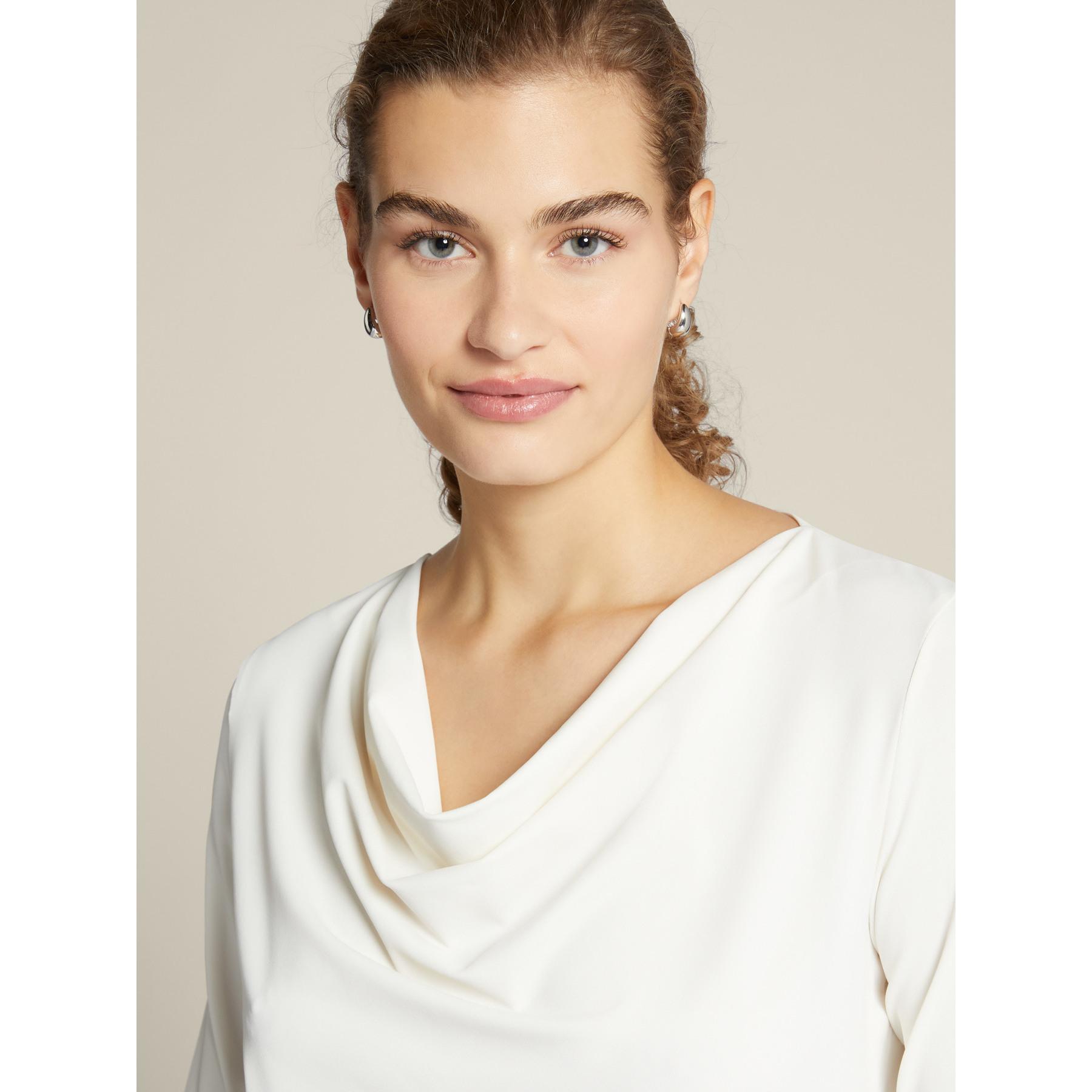 Elena Mirò - T-shirt con scollo drappeggiato - Bianco