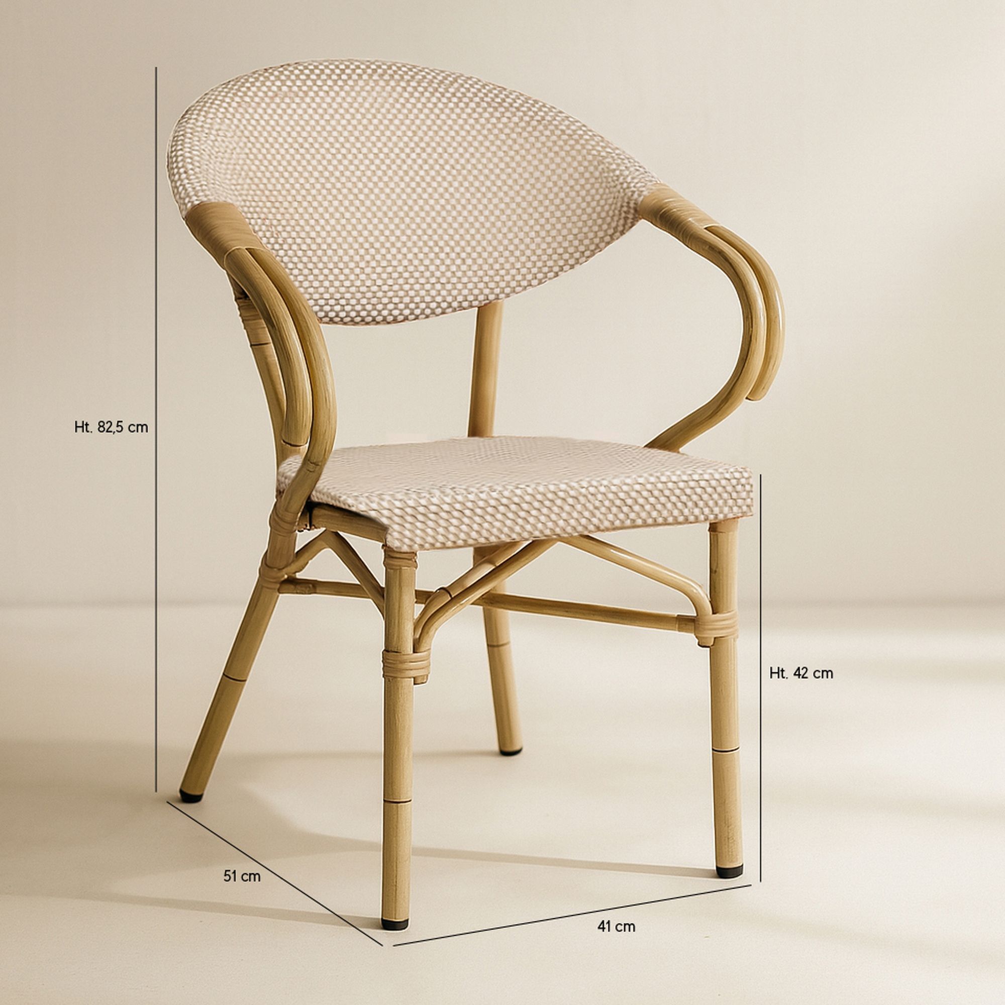 Lot de 2 fauteuils de table en textilène beige AMALFI