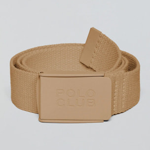 Cinturón Brahim camel canvas con hebilla logotipada