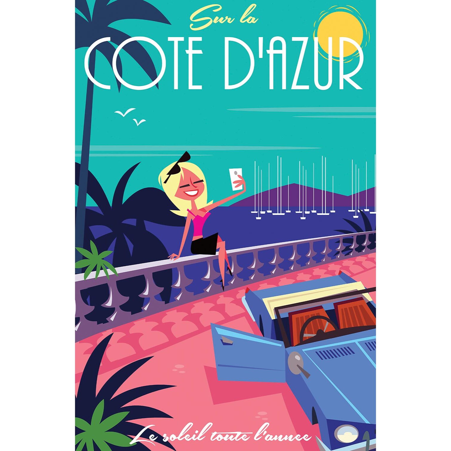 Tableau cote d'azur du soleil toute l'année  Toile imprimée