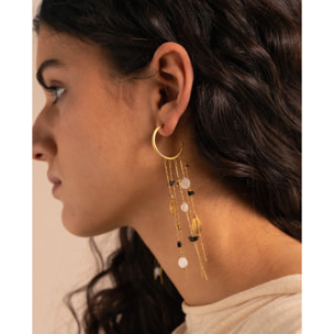 Pendientes de acero con piedras y cadenas de mujer