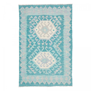 Tapis kilim, motif géométrique authentique, tissé à plat, MUKAZ