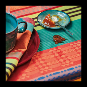 Nappe pur coton enduit motif jacquard multicolore Mille arizona pampa