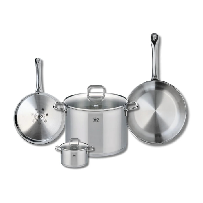 Set de 2 Poêles de cuisson 24 et 28 cm et 2 faitouts 12 et 26 cm Elo Profi Citrin