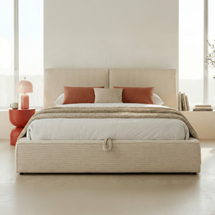 Lit coffre avec tête de lit en velours côtelé - ARNO