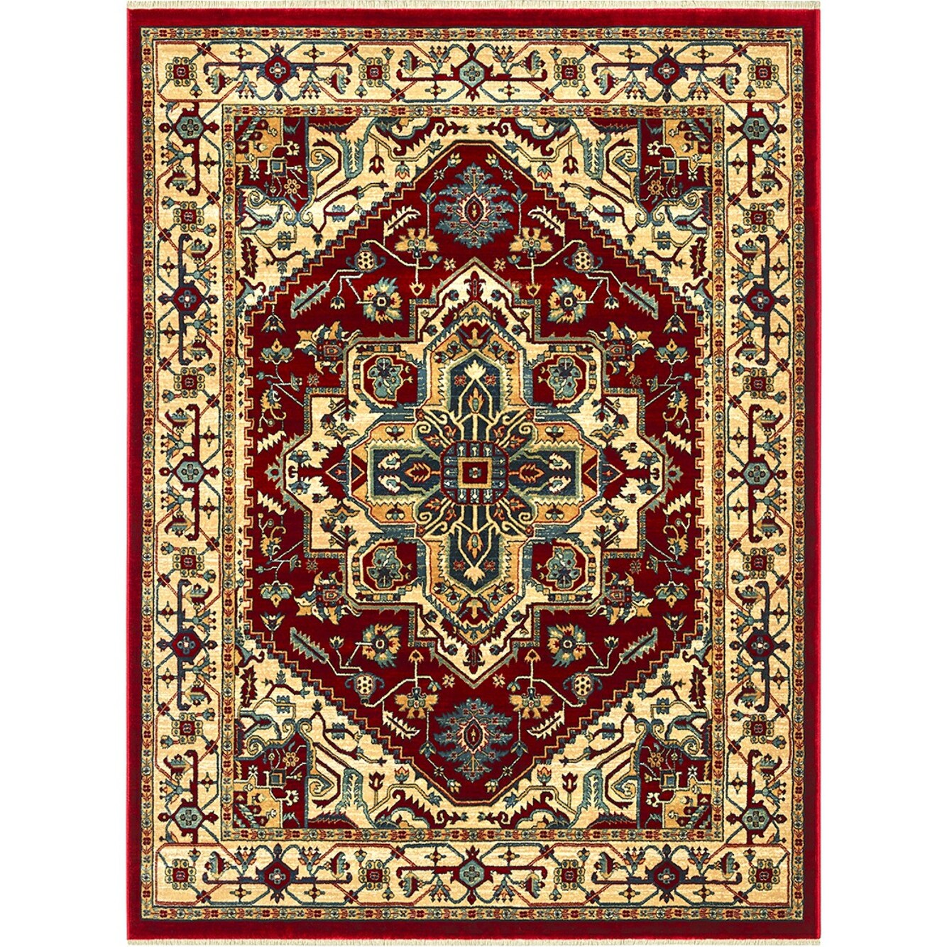 Tappeto Stile Persiano Disegno Geometrico Rosso