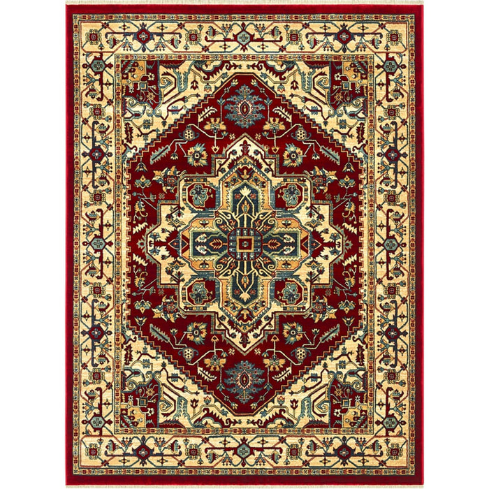 Tappeto Stile Persiano Disegno Geometrico Rosso