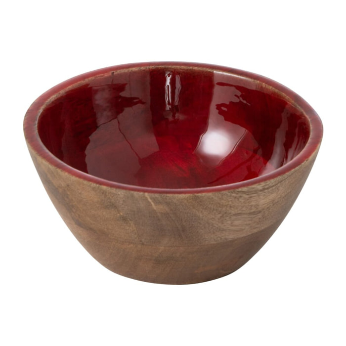 J-Line bol - bois de manguier - rouge foncé/naturel - small
