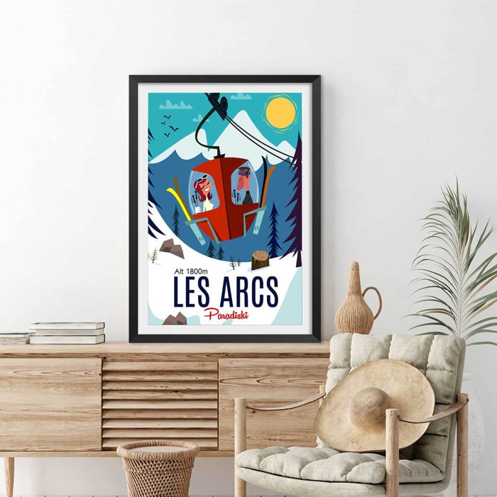 Poster de paradiski les arcs Affiche sous cadre noir