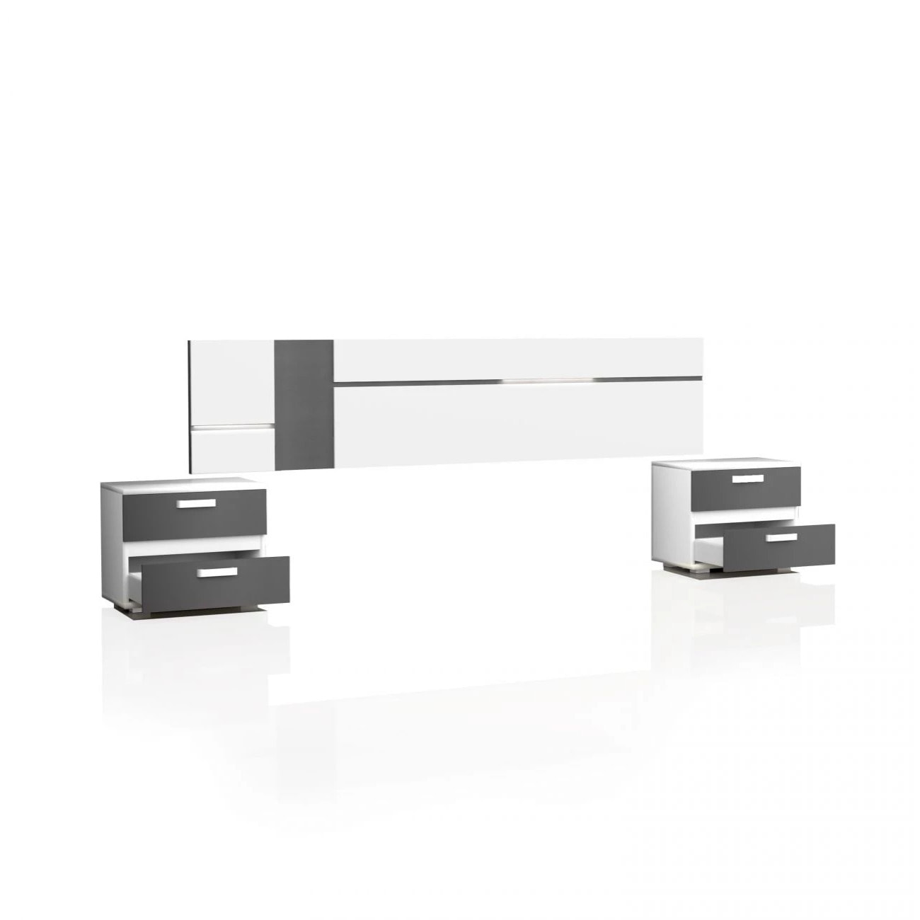 Cabecero con mesitas Ataneq Air Blanco - Grafito