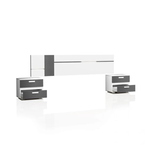 Cabecero con mesitas Ataneq Air Blanco - Grafito