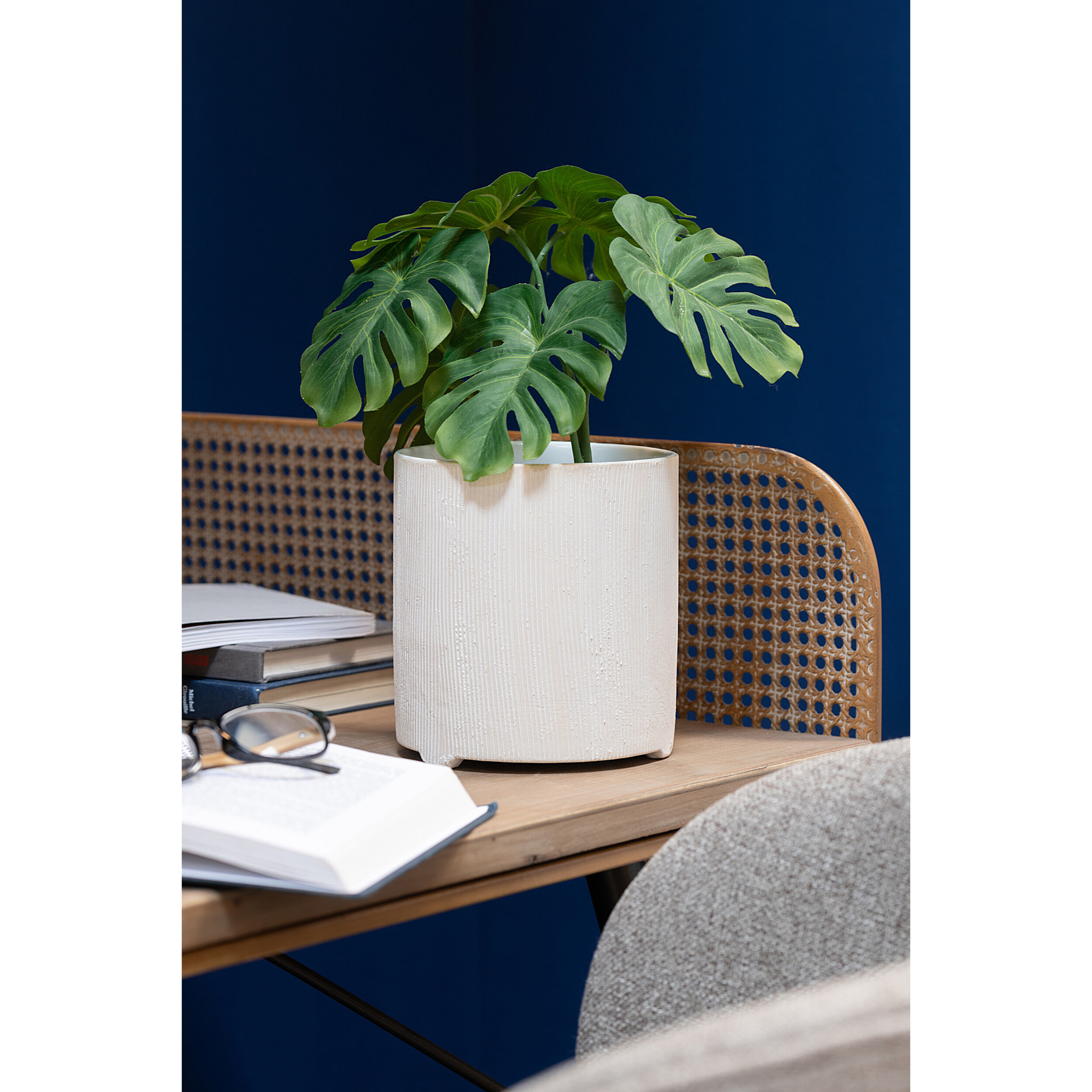 J-Line cache-pot Maria Rond - céramique - blanc - large - Ø 14.5 cm