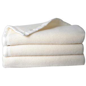 Couverture 100% Pure Laine Vierge Double face "Volta" 500 gr/m² Toison d'Or - Volta Naturel Blanchi