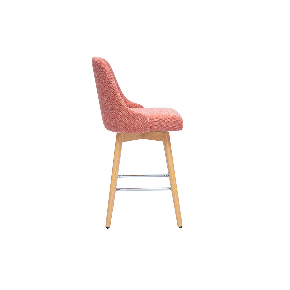 Tabourets de bar scandinaves pivotants 360° en tissu effet velours texturé terracotta et bois hêtre massif H65 cm (lot de 2) HASTA