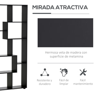 Estantería Moderna, Biblioteca Estrecha con 8 Estantes, Librería para Salón, Dormitorio, Estudio, Oficina, 70x24x178 cm, Negro