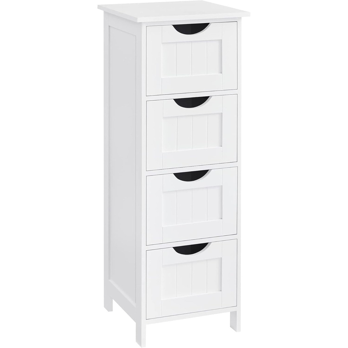 Mobiletto da Bagno Salvaspazio con 4 Cassetti in Legno Bianco