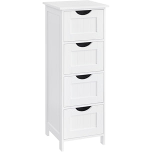 Mobiletto da Bagno Salvaspazio con 4 Cassetti in Legno Bianco