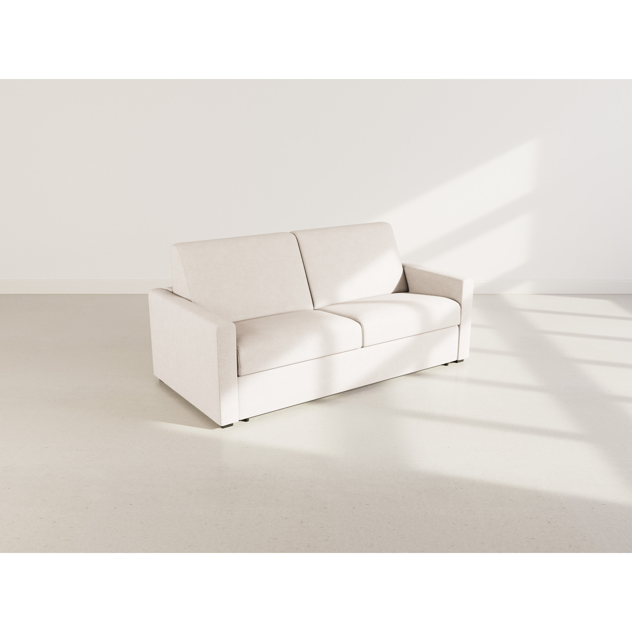 Julia - canapé lit 3 places convertible express couchage quotidien 140 cm matelas 18 cm en tissu - Beige
