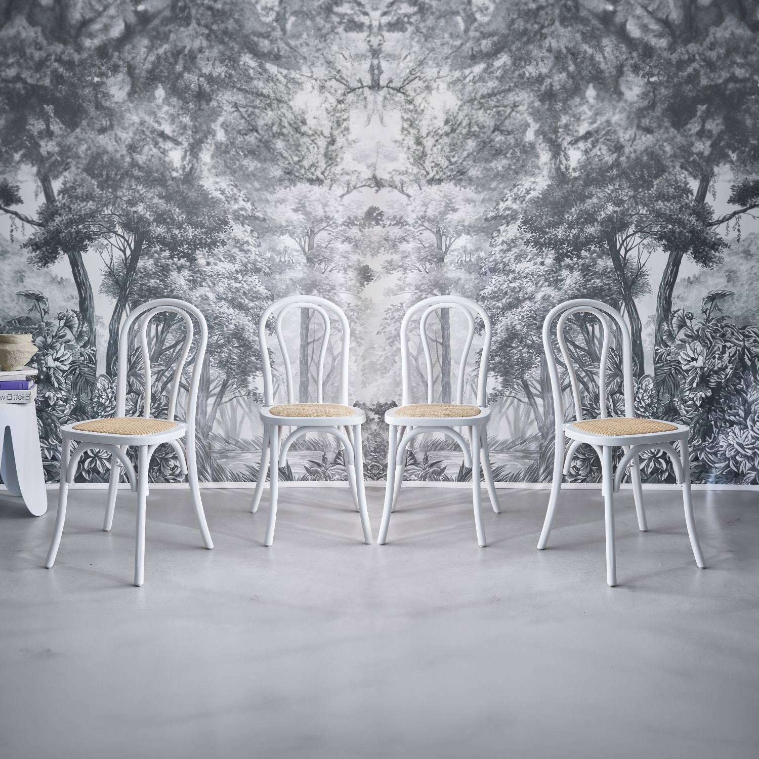 Chaise vintage bois et rotin (lot de 4) BASTILLE