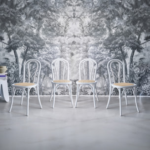 Chaise vintage bois et rotin (lot de 4) BASTILLE