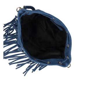 Borsa a secchiello da donna Made in Italy - Modello Umbria Plus - Pelle scamosciata - 25.0 x 22.0 x 13.0 cm