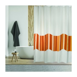 Rideau de douche Coton & Polyester TIERA 180x200cm QUALITE PREMIUM Beige & Orange - Anneaux inclus MSV