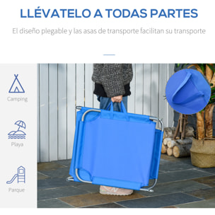 Tumbona Plegable Tumbona de Jardín con Respaldo Ajustable en 5 Posiciones Carga 120 kg para Terraza Piscina Playa 187x55x24 cm Azul