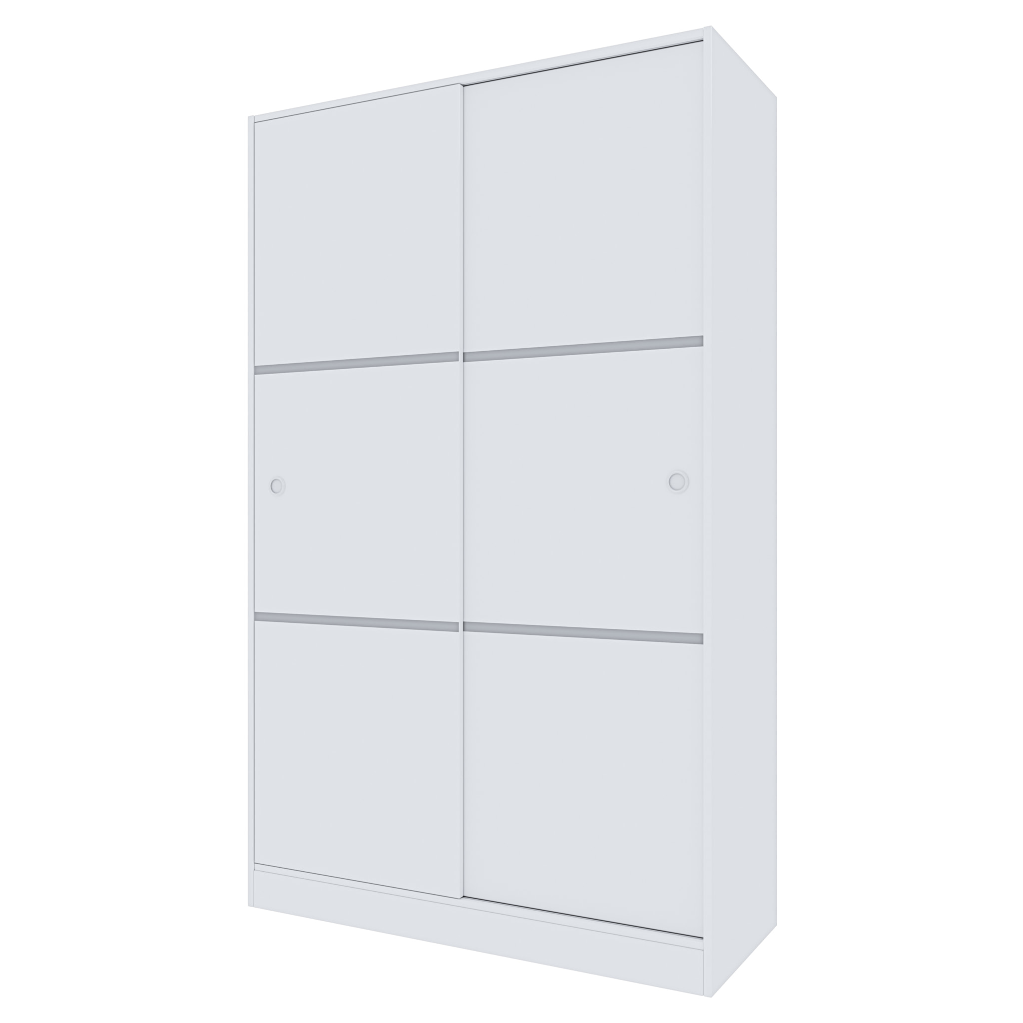 Armadio Armadietto Guardaroba Reus Resistente Robusto Multiuso con 2 Ante Scorrevoli 1 Barra Appendiabiti 4 Ripiani 200 x 120 x 50 Cm Bianco Lucido