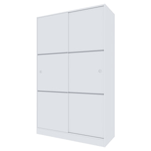 Armadio Armadietto Guardaroba Reus Resistente Robusto Multiuso con 2 Ante Scorrevoli 1 Barra Appendiabiti 4 Ripiani 200 x 120 x 50 Cm Bianco Lucido