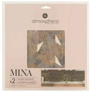 Lot de 2 stickers muraux Mina 31x30cm hexagones marrons