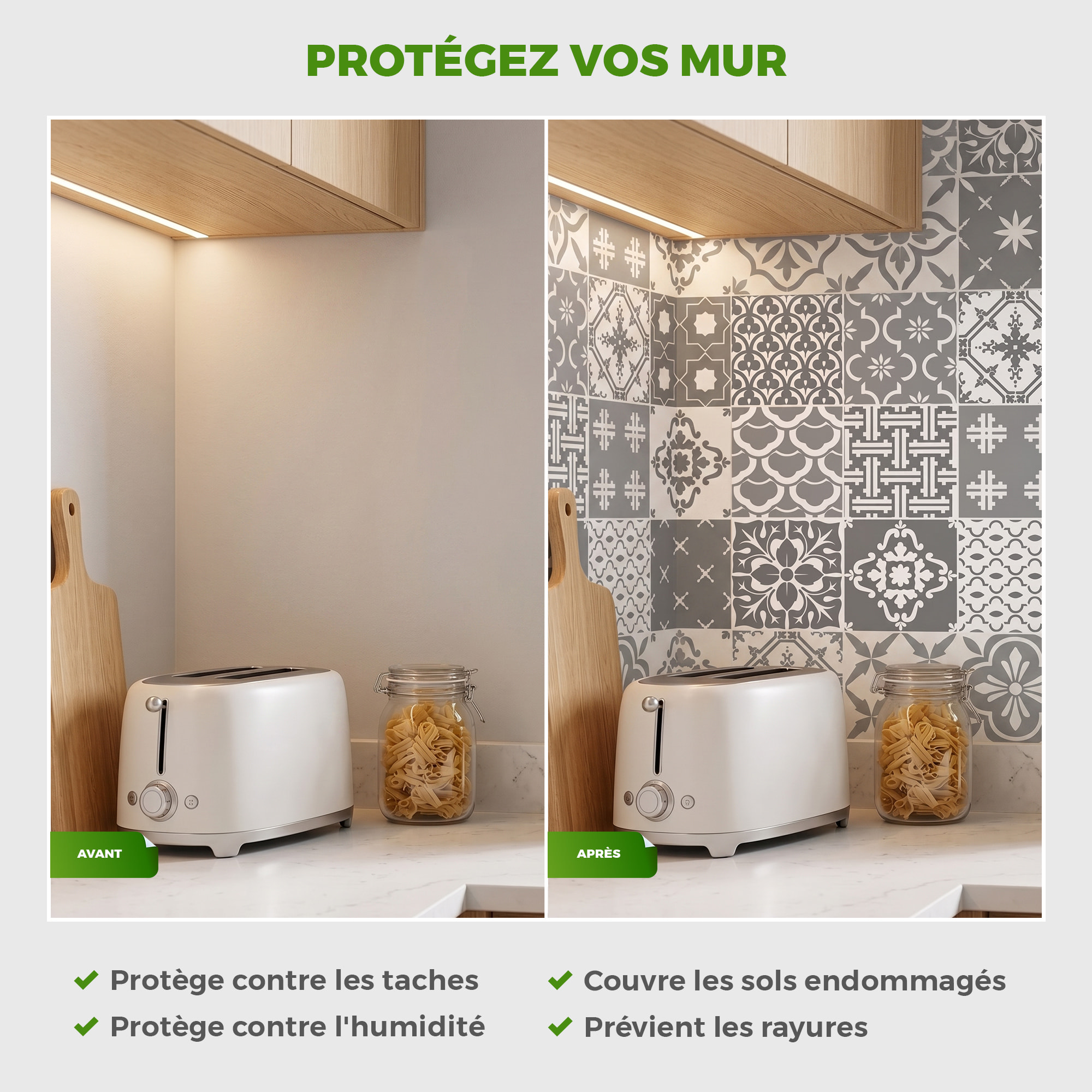 Stickers muraux - Sticker Mural Carrelage adhésif Cuisine Salle de Bain - 12 STICKERS CARRELAGES SCANDINAVES OSLO