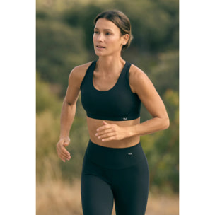 Reggiseno sportivo color block in cotone nero