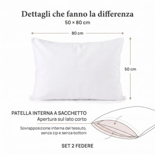 Coppia di federe in flanella 100% cotone - Bianco