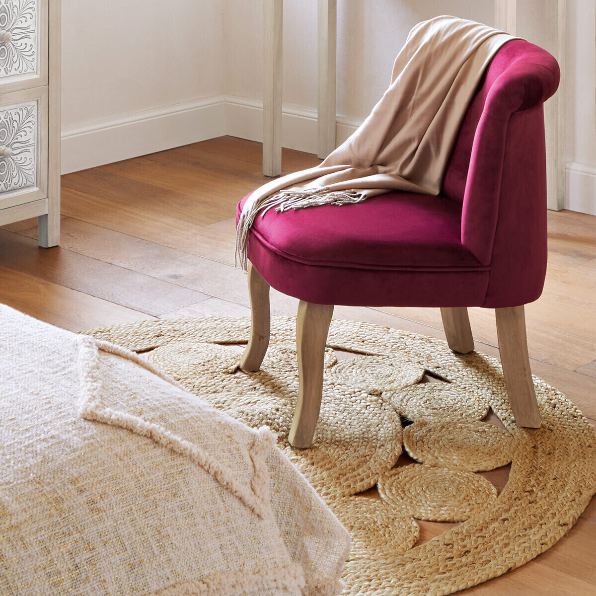 Tapis ajouré "Esra" en jute D120cm